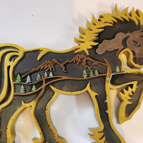 Horse Stallion 3D Carving Forest Animal Crafts Ornament Home Decor Equestrian - Picture 2 of 6